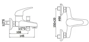 Смеситель для ванны Paffoni Apollo хром APM022CR Смеситель для ванны Paffoni Apollo хром APM022CR, 2