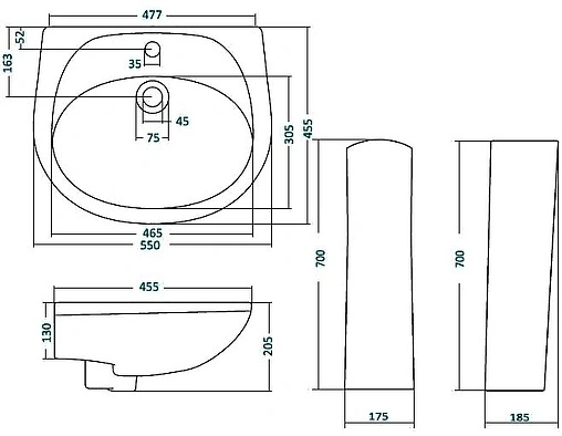 Раковина Santek Бриз 55 белый 1WH110460
