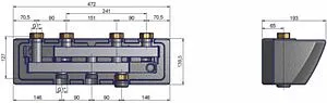 Коллектор распределительный 2 контура 1"н x 1"нг WATTS 10077395 Коллектор распределительный 2 контура 1"н x 1"нг WATTS 10077395, 2