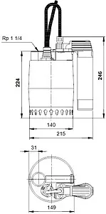 Насос дренажный Q=14м³/ч H=9м Grundfos UNILIFT KP 350-AV1 013N1900 Насос дренажный Q=14м³/ч H=9м Grundfos UNILIFT KP 350-AV1 013N1900, 2