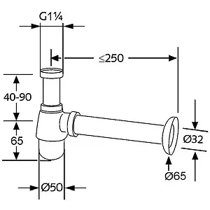 Сифон бутылочный для раковины Kludi хром 1032105-00 Сифон бутылочный для раковины Kludi хром 1032105-00, 2
