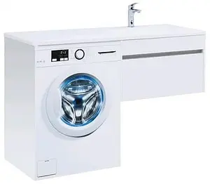 Тумба-умывальник подвесная над стиральной машиной Aquanet Токио 130 R белый 00236916+00235502 Тумба-умывальник подвесная над стиральной машиной Aquanet Токио 130 R белый 00236916+00235502, 3