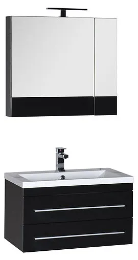 Шкаф-зеркало Aquanet Нота 75 чёрный 169190