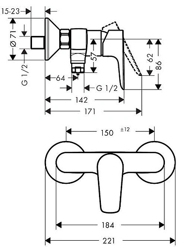 Смеситель для душа Hansgrohe Talis E чёрный матовый 71760670 Смеситель для душа Hansgrohe Talis E чёрный матовый 71760670