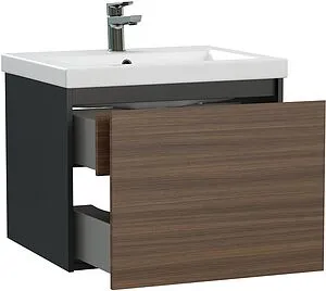 Тумба-умывальник подвесная Cersanit Grande 60 чёрный орех 64759+S-UM-COM60/1-w, 3