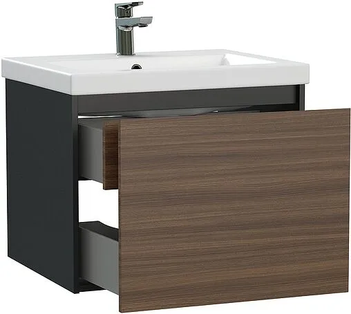 Тумба-умывальник подвесная Cersanit Grande 60 чёрный орех 64759+S-UM-COM60/1-w