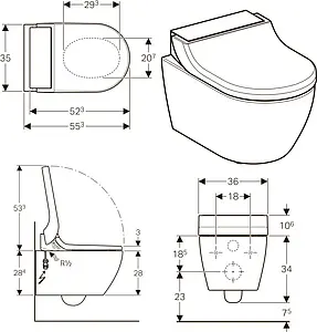 Умный унитаз-биде подвесной безободковый Geberit AquaClean tuma classic белый 146.094.11.1 Умный унитаз-биде подвесной безободковый Geberit AquaClean tuma classic белый 146.094.11.1, 2