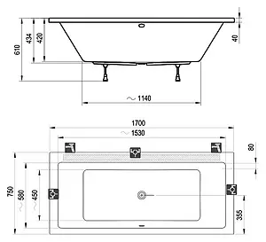 Ванна акриловая Ravak FORMY 01 170x75 C691000000, 3