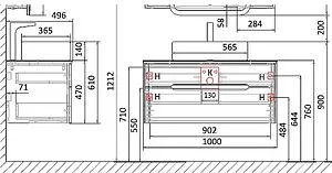 Тумба-умывальник подвесная Jorno Bosko 100 белый Bos.01.100/P/W+MLN-7050H Тумба-умывальник подвесная Jorno Bosko 100 белый Bos.01.100/P/W+MLN-7050H, 2