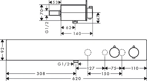 Термостат для 2 потребителей Hansgrohe ShowerTablet 600 белый/хром 13108400