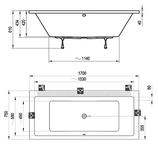 Ванна акриловая Ravak FORMY 01 170x75 C691000000