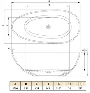 Ванна отдельностоящая из искусственного камня C-bath Demetra 170x85 белый CBM002001 Ванна отдельностоящая из искусственного камня C-bath Demetra 170x85 белый CBM002001, 2