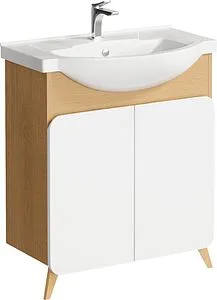 Тумба-умывальник напольная Aqwella Basic 75 белый/дуб золотой BAS0107DZ+4620008197371 Тумба-умывальник напольная Aqwella Basic 75 белый/дуб золотой BAS0107DZ+4620008197371, 1