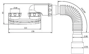 Сифон для душевого поддона без выпуска Unicorn нержавеющая сталь G12 Сифон для душевого поддона без выпуска Unicorn нержавеющая сталь G12, 2