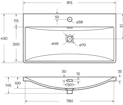 Раковина BelBagno 80 белый BB-8076-3-80