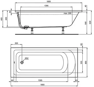 Ванна акриловая Ideal Standard Hotline 180х80 K274801, 2