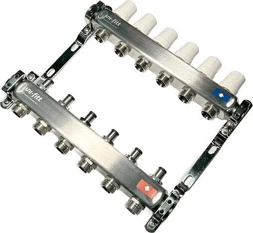 Группа коллекторная без расходомеров 6 отводов 1&quot;в/в x ¾&quot;ек Uni-fitt OPTIMAL 451B4306.RU