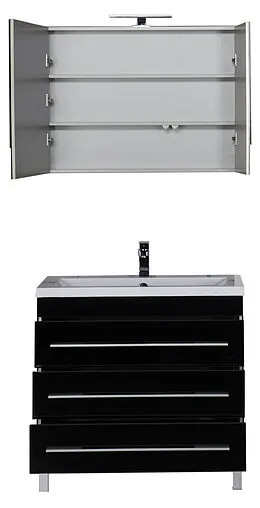 Шкаф-зеркало Aquanet Верона 90 L чёрный 00172340 Шкаф-зеркало Aquanet Верона 90 L чёрный 00172340