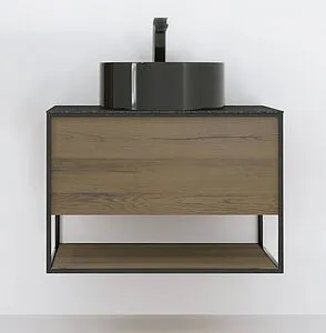 Тумба-умывальник подвесная Jorno Steal 75 древесный аттик/чёрный матовый Ste.01.75/P/Da+0025403 Тумба-умывальник подвесная Jorno Steal 75 древесный аттик/чёрный матовый Ste.01.75/P/Da+0025403, 3