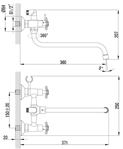 Смеситель для ванны с длинным изливом Lemark Partner хром LM6541C Смеситель для ванны с длинным изливом Lemark Partner хром LM6541C