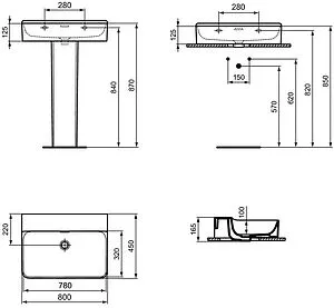Раковина Ideal Standard Conca 80 белый T382801 Раковина Ideal Standard Conca 80 белый T382801, 2