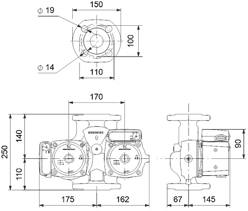 Насос циркуляционный Grundfos UPSD 40-100 F 250 95906487