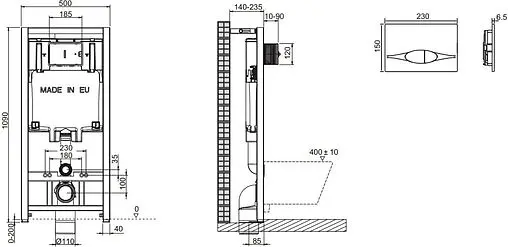 Комплект 5 в 1 Jacob Delafon Brive E21733RU-00 с кнопкой E21822-CP хром глянцевый