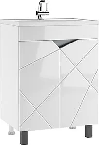 Тумба-умывальник напольная Домино Vector 60 белый DV6603T+4670142930501, 1