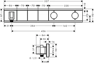 Термостат для 3 потребителей Hansgrohe RainSelect чёрный/хром 15356600, 2