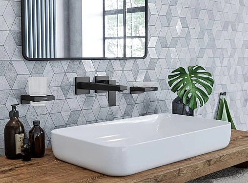 Смеситель для раковины из стены Hansgrohe Metropol шлифованный чёрный хром 32526340 Смеситель для раковины из стены Hansgrohe Metropol шлифованный чёрный хром 32526340