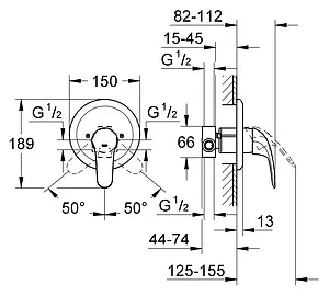 Смеситель для душа скрытого монтажа Grohe Euroeco хром 19378000 Смеситель для душа скрытого монтажа Grohe Euroeco хром 19378000, 2