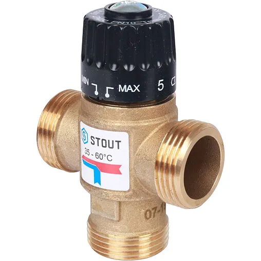 Трехходовой термостатический смесительный клапан 1&quot; +35...+60°С Kvs 2.5 Stout SVM-0120-256025