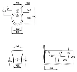 Биде напольное Jacob Delafon Ove белый E1705-00 Биде напольное Jacob Delafon Ove белый E1705-00, 2