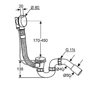 Слив-перелив для ванны Kludi Rotexa хром 2130005N-00 Слив-перелив для ванны Kludi Rotexa хром 2130005N-00, 2