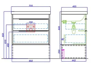 Тумба под умывальник подвесная Aqwella Fargo 70 дуб балтийский FRG0107DB Тумба под умывальник подвесная Aqwella Fargo 70 дуб балтийский FRG0107DB, 2