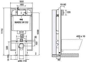 Инсталляция для подвесного унитаза OLI OLI 74 Plus Sanitarblock S90 601803 Инсталляция для подвесного унитаза OLI OLI 74 Plus Sanitarblock S90 601803, 2