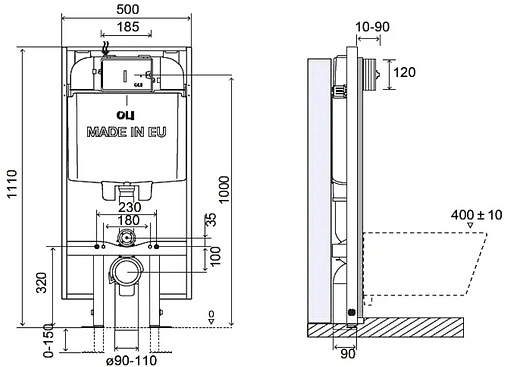 Инсталляция для подвесного унитаза OLI OLI 74 Plus Sanitarblock S90 601803