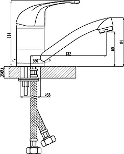 Смеситель для кухни Rossinka хром C40-22U, 2