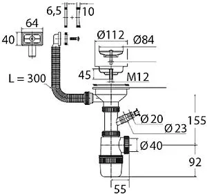 Сифон бутылочный для мойки с переливом VIRPlast Элит 30986176 Сифон бутылочный для мойки с переливом VIRPlast Элит 30986176, 2