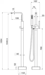 Смеситель для ванны напольный Swedbe Spira хром 4005 Смеситель для ванны напольный Swedbe Spira хром 4005, 2