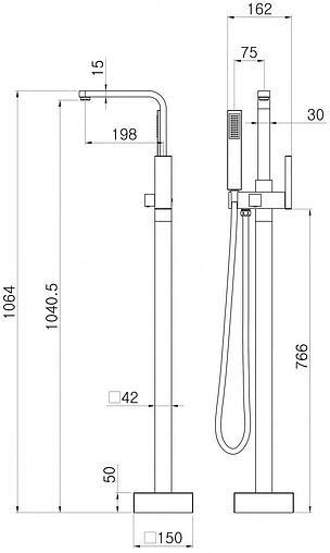 Смеситель для ванны напольный Swedbe Spira хром 4005