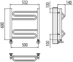 Полотенцесушитель водяной лесенка Terminus Юпитер П6 500х600 полированная сталь 4670078530431, 2