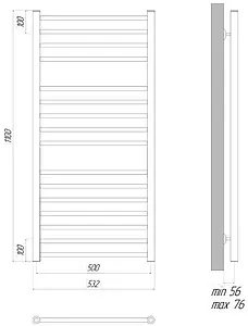 Полотенцесушитель электрический лесенка Lemark Ursus П16 1100х500 черный матовый LM72116EBL, 2
