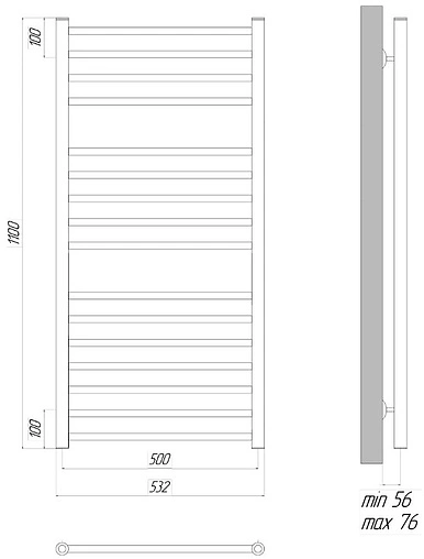 Полотенцесушитель электрический лесенка Lemark Ursus П16 1100х500 черный матовый LM72116EBL