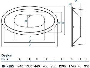 Ванна акриловая отдельностоящая Koller Pool Desing Plus 194х100 Ванна акриловая отдельностоящая Koller Pool Desing Plus 194х100, 2