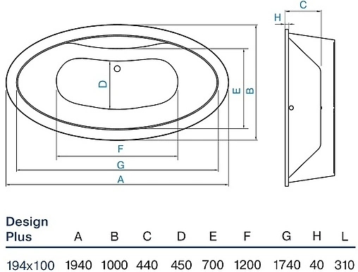 Ванна акриловая отдельностоящая Koller Pool Desing Plus 194х100 Ванна акриловая отдельностоящая Koller Pool Desing Plus 194х100