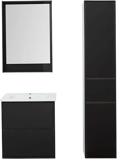 Тумба-умывальник подвесная Aquanet Милан 60 чёрный глянец 00269306+00254363