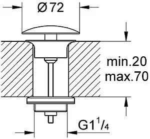Выпуск без перекрытия для раковины без перелива Grohe Veris хром 65808000 Выпуск без перекрытия для раковины без перелива Grohe Veris хром 65808000, 2