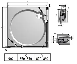 Душевое ограждение 900x900мм прозрачное стекло Roltechnik Tower Line TDO1+TDO1/900*900 724-9000000-00-02+724-9000000-00-02 Душевое ограждение 900x900мм прозрачное стекло Roltechnik Tower Line TDO1+TDO1/900*900 724-9000000-00-02+724-9000000-00-02, 2