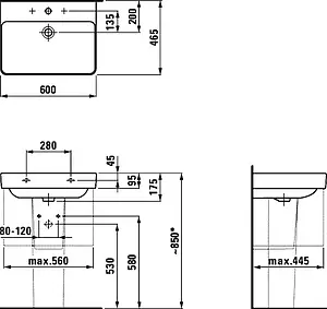 Раковина Laufen Pro S 60 белый 8.1096.3.000.104.1, 2